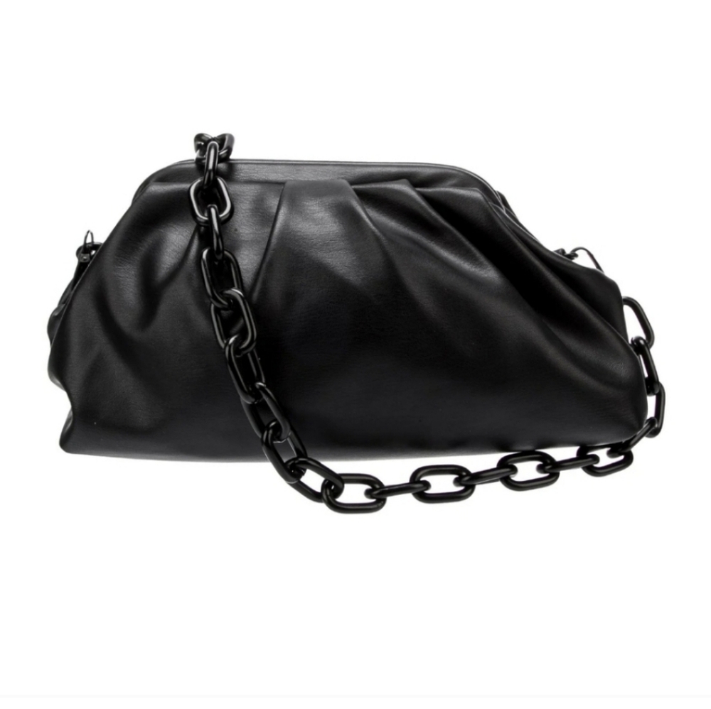 NWT $129 Badgley Mischka Vegan Leather Handbag Wrapped Frame Clutch in Black - Picture 10 of 10